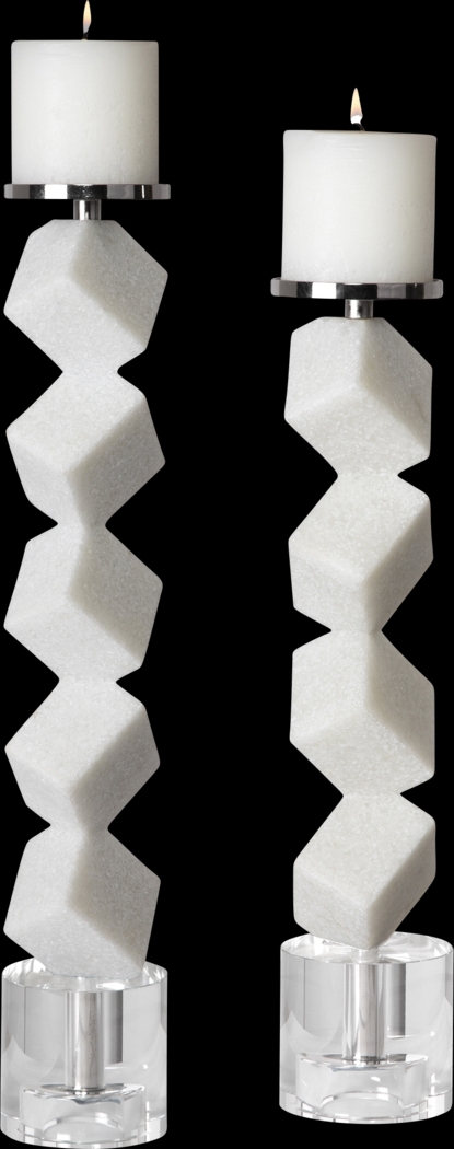 Mallden White Candle Holder, Set of 2 - Thumbnail - Image 1