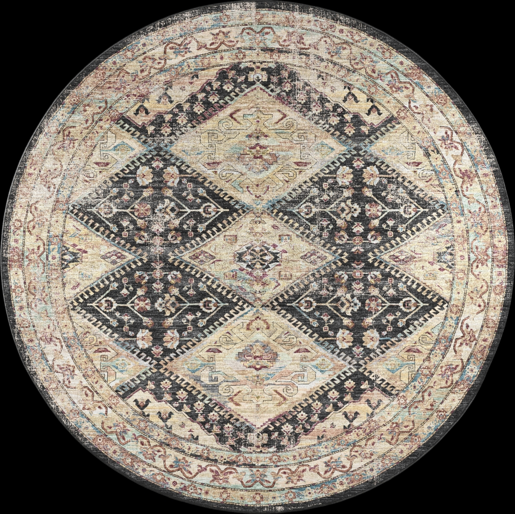 Malloroso Midnight/Multi 8' Round Rug - Thumbnail - Image 1