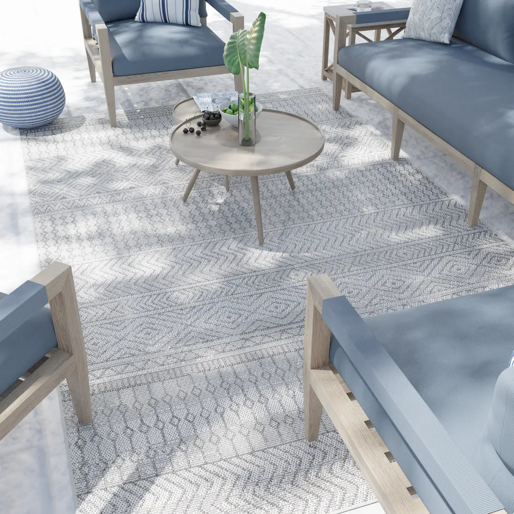 Manar Gray 7'10 x 9'10 Indoor/Outdoor Rug - Thumbnail - Image 3