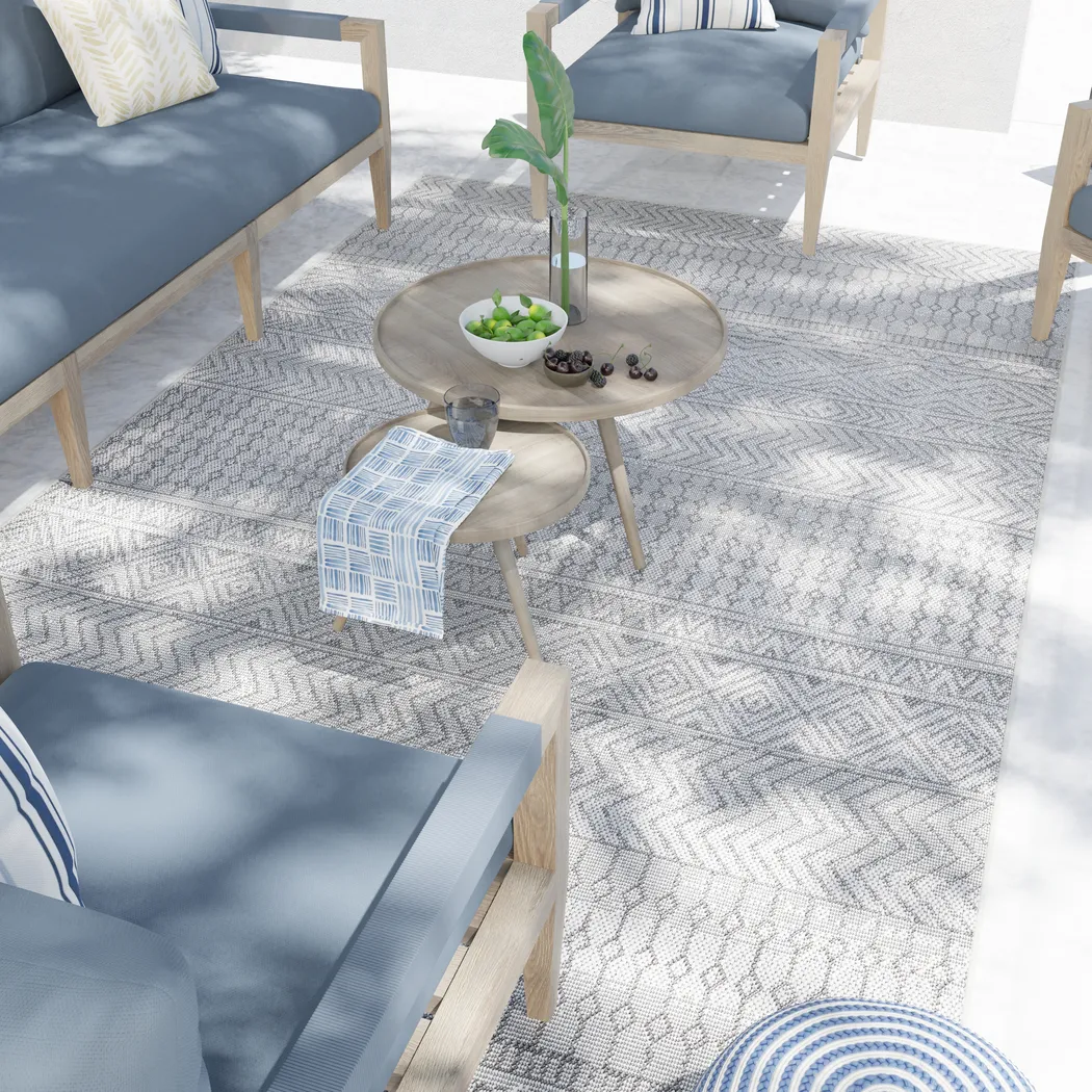 Manar Gray 7'10 x 9'10 Indoor/Outdoor Rug - Thumbnail - Image 4