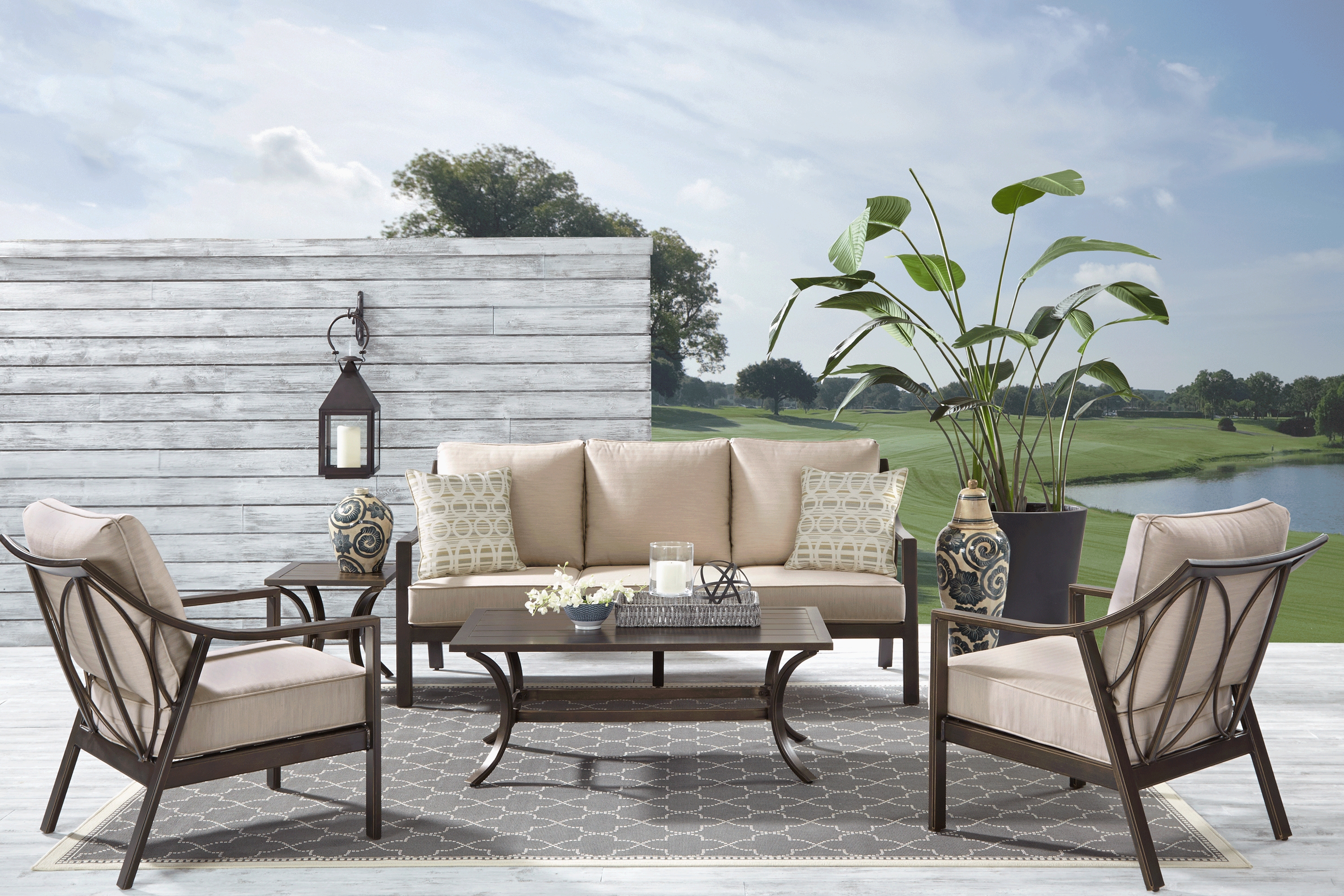 Manchester Hill Antique Bronze 4 Pc Outdoor Seating Set - Thumbnail - Image 1