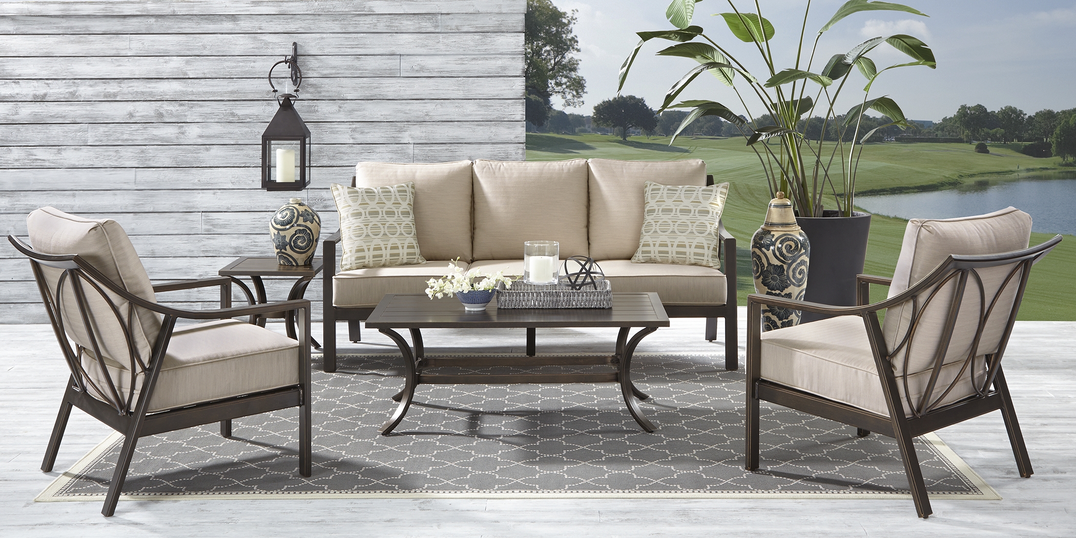 Manchester Hill Antique Bronze 5 Pc Outdoor Seating Set - Thumbnail - Image 1