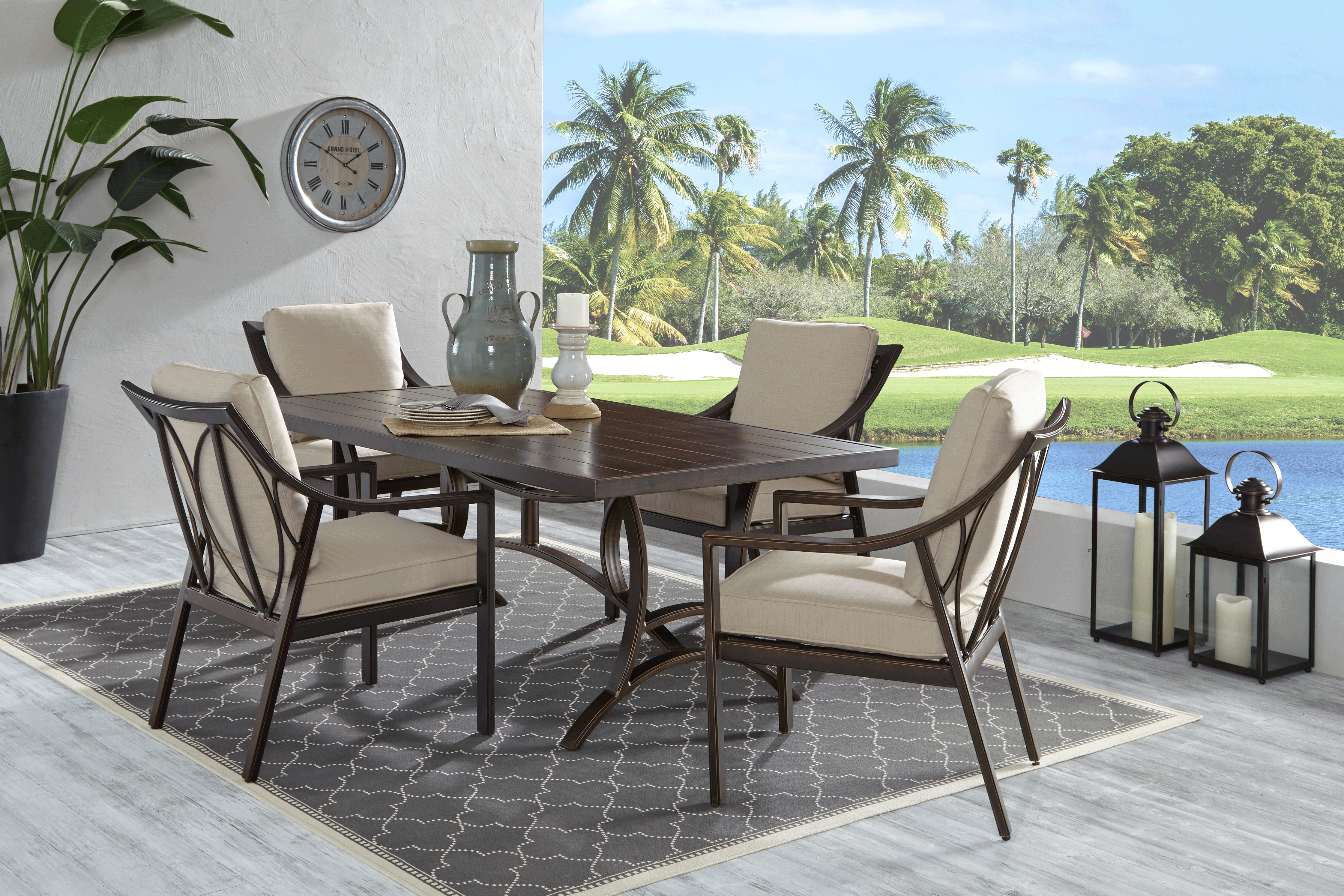 Manchester Hill Antique Bronze 5 Pc Rectangle Outdoor Dining Set - Thumbnail - Image 1