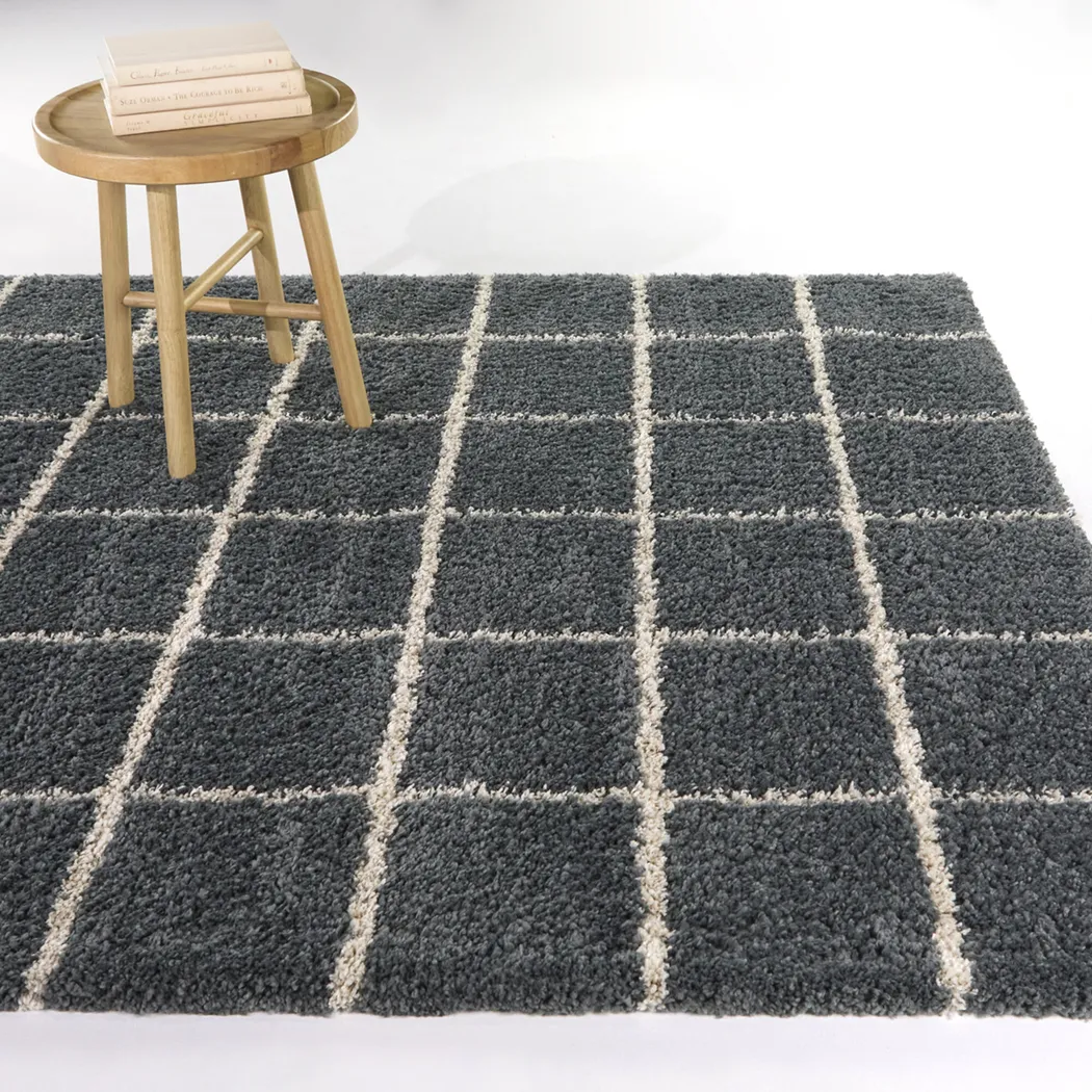 Kids Slatecheck Charcoal 5'3 x 7' Rug - Thumbnail - Image 2