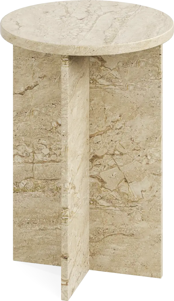 Mandine Beige Marble Accent Table - Thumbnail - Image 2