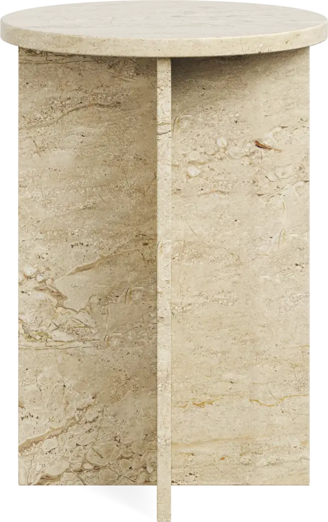 Mandine Beige Marble Accent Table - Thumbnail - Image 1