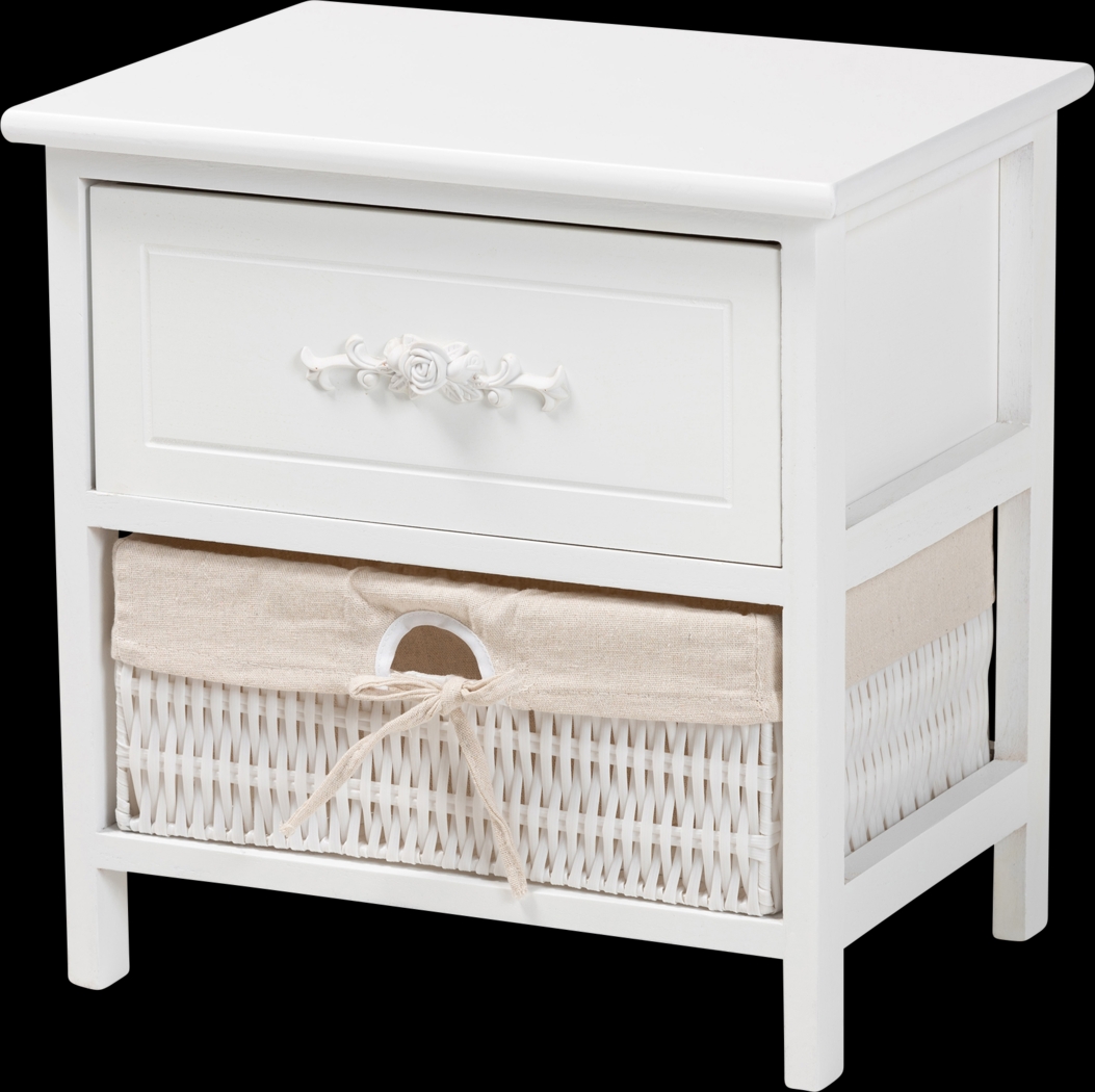 Manela White Small Nightstand - Thumbnail - Image 1