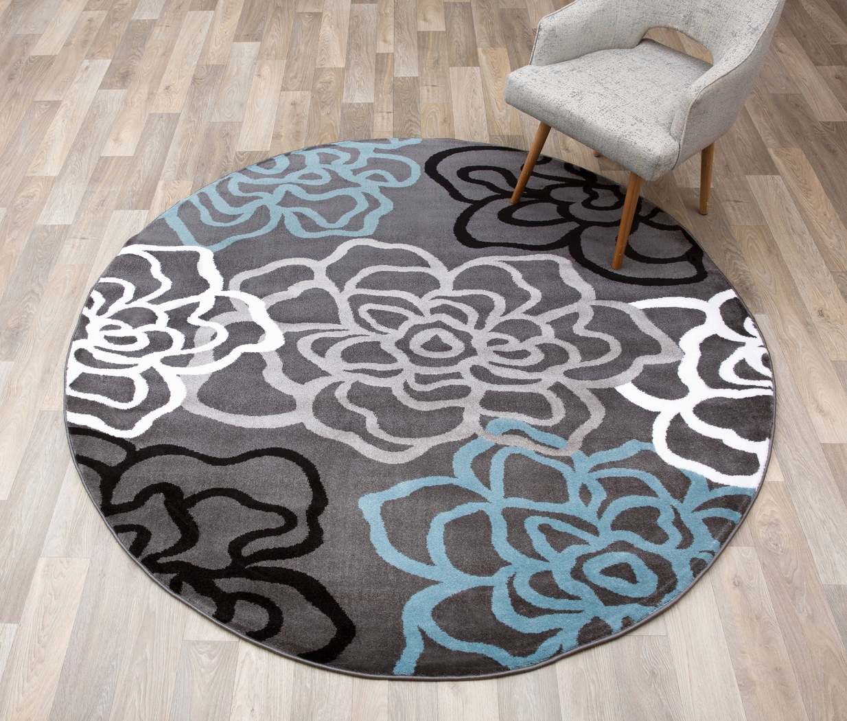 Mangal Dark Gray 6'6 Round Rug - Thumbnail - Image 2