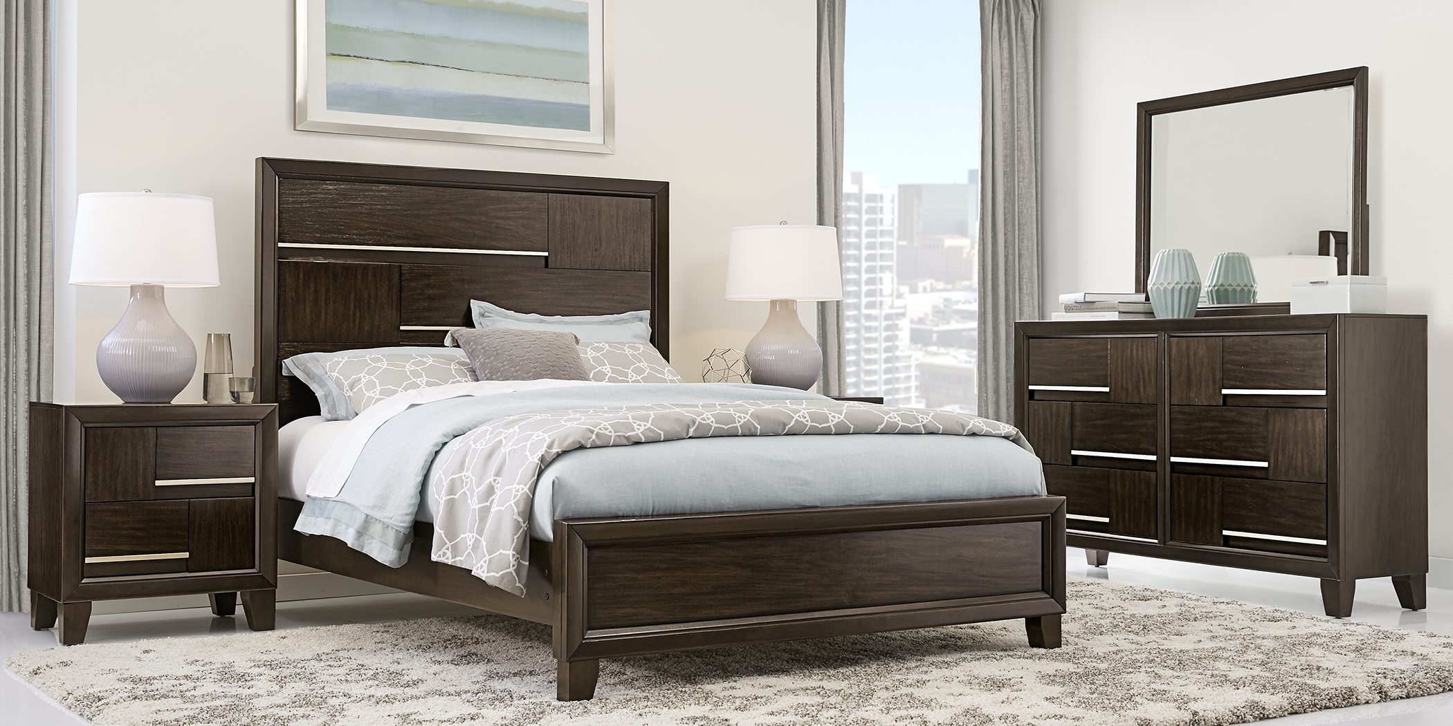 Manhattan Boulevard Espresso 7 Pc Queen Bedroom - Thumbnail - Image 1
