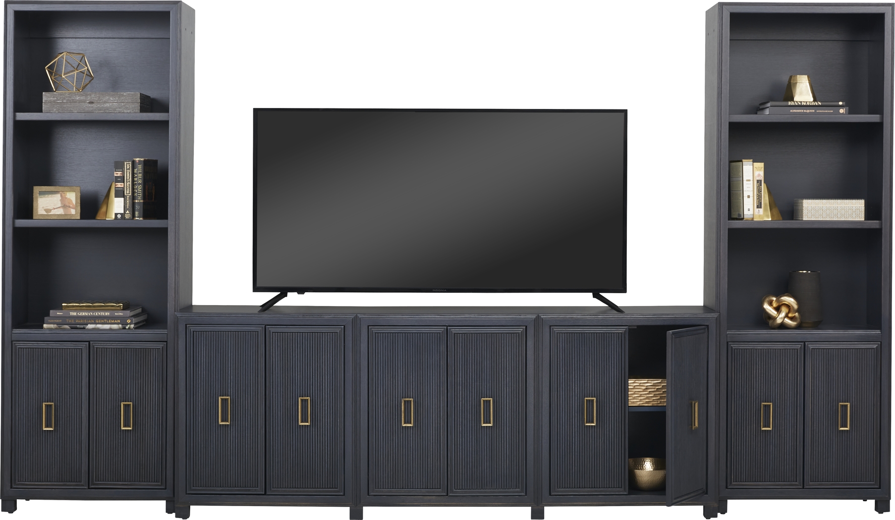 Manor Bridge Blue 3 Pc Wall Unit with 66 in. Console - Thumbnail - Image 3