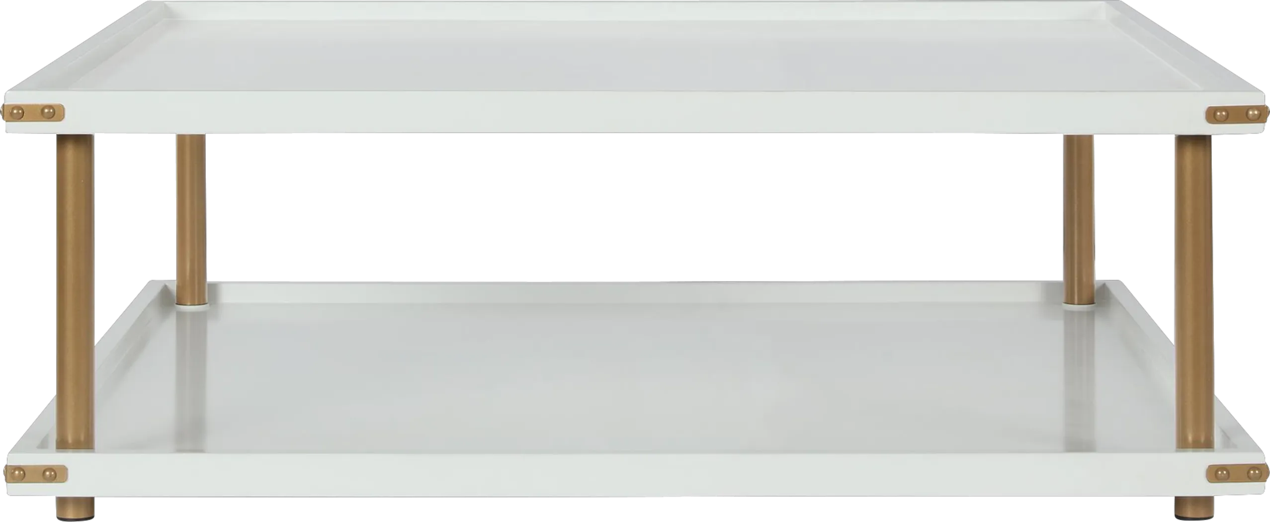 CosmoLiving Volta Square Coffee Table White and Gold - Thumbnail - Image 2