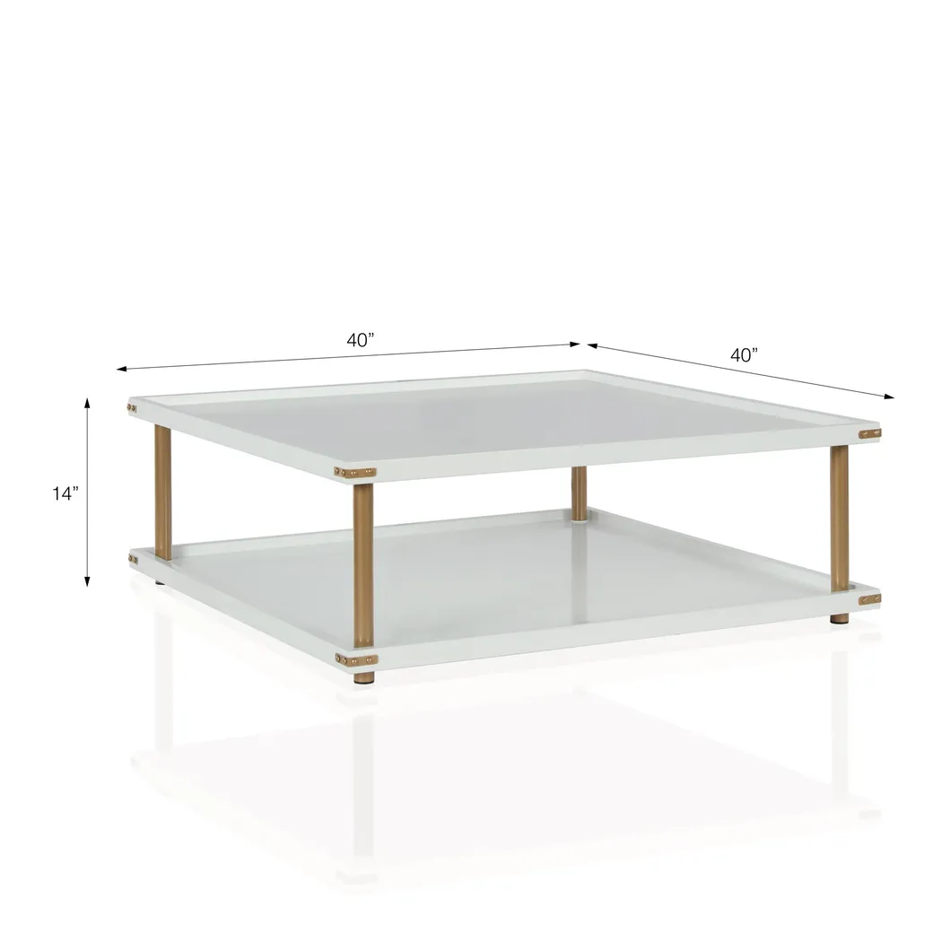 CosmoLiving Volta Square Coffee Table White and Gold - Thumbnail - Image 6