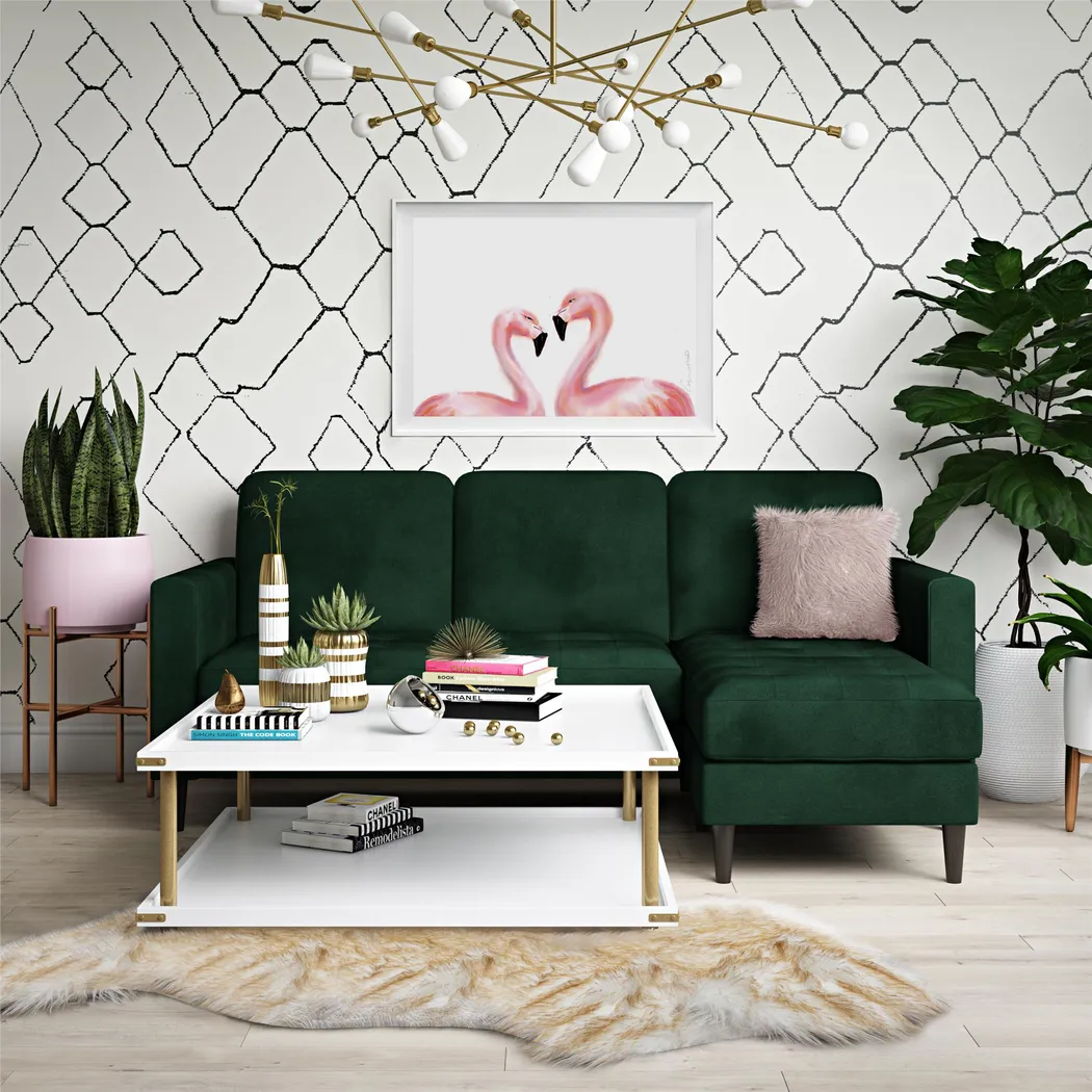 CosmoLiving Volta Square Coffee Table White and Gold - Thumbnail - Image 7