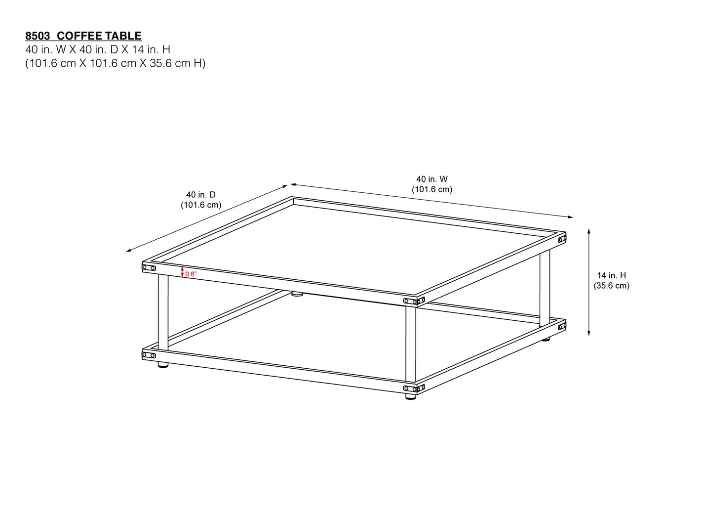 CosmoLiving Volta Square Coffee Table White and Gold - Thumbnail - Image 8