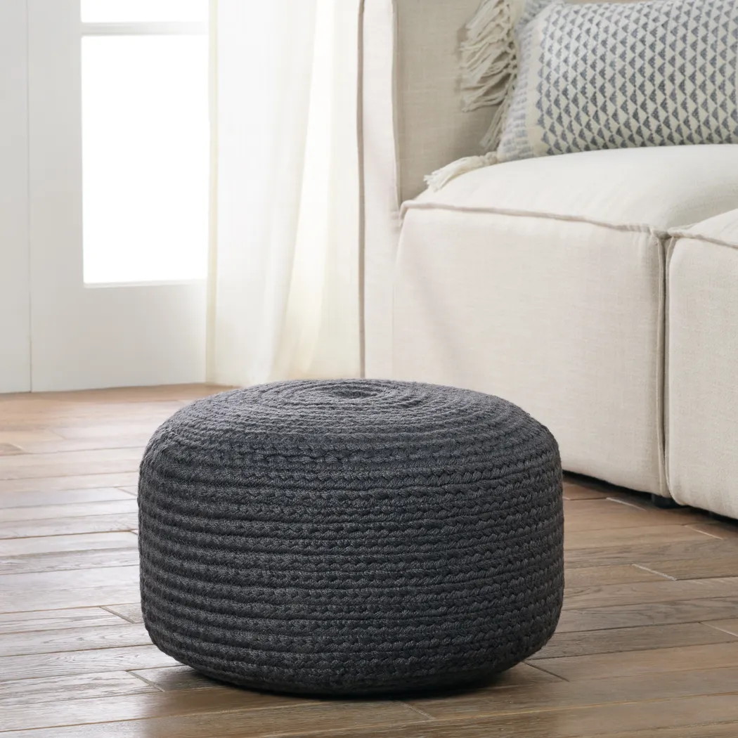Mansfait Charcoal Indoor/Outdoor Pouf - Thumbnail - Image 2