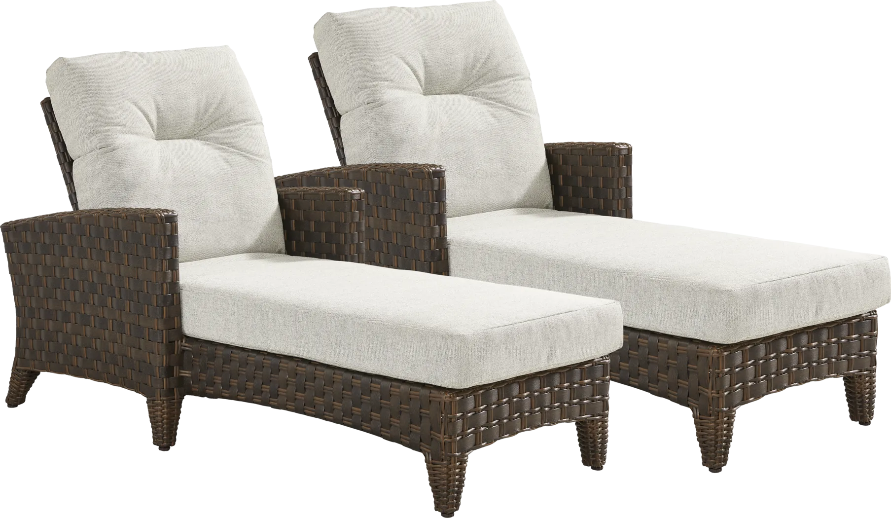 Mantra Brown Outdoor Chaise with Ash Cushions, Set of 2 - Thumbnail - Image 1