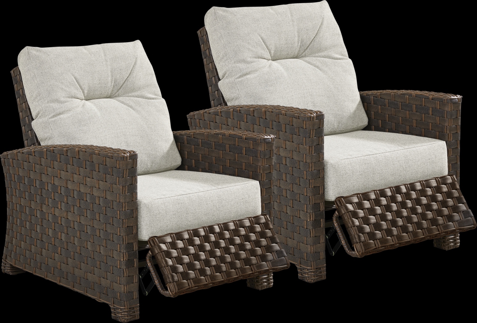 Mantra Brown Outdoor Recliner with Ash Cushions, Set of 2 - Thumbnail - Image 1