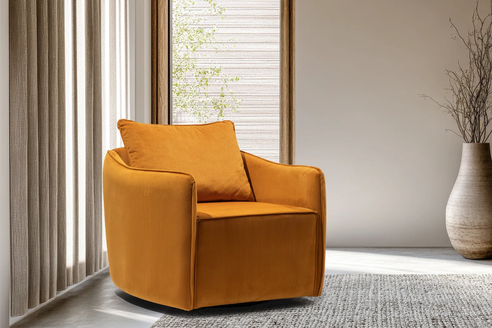 Manvi Brown Swivel Accent Chair - Thumbnail - Image 2