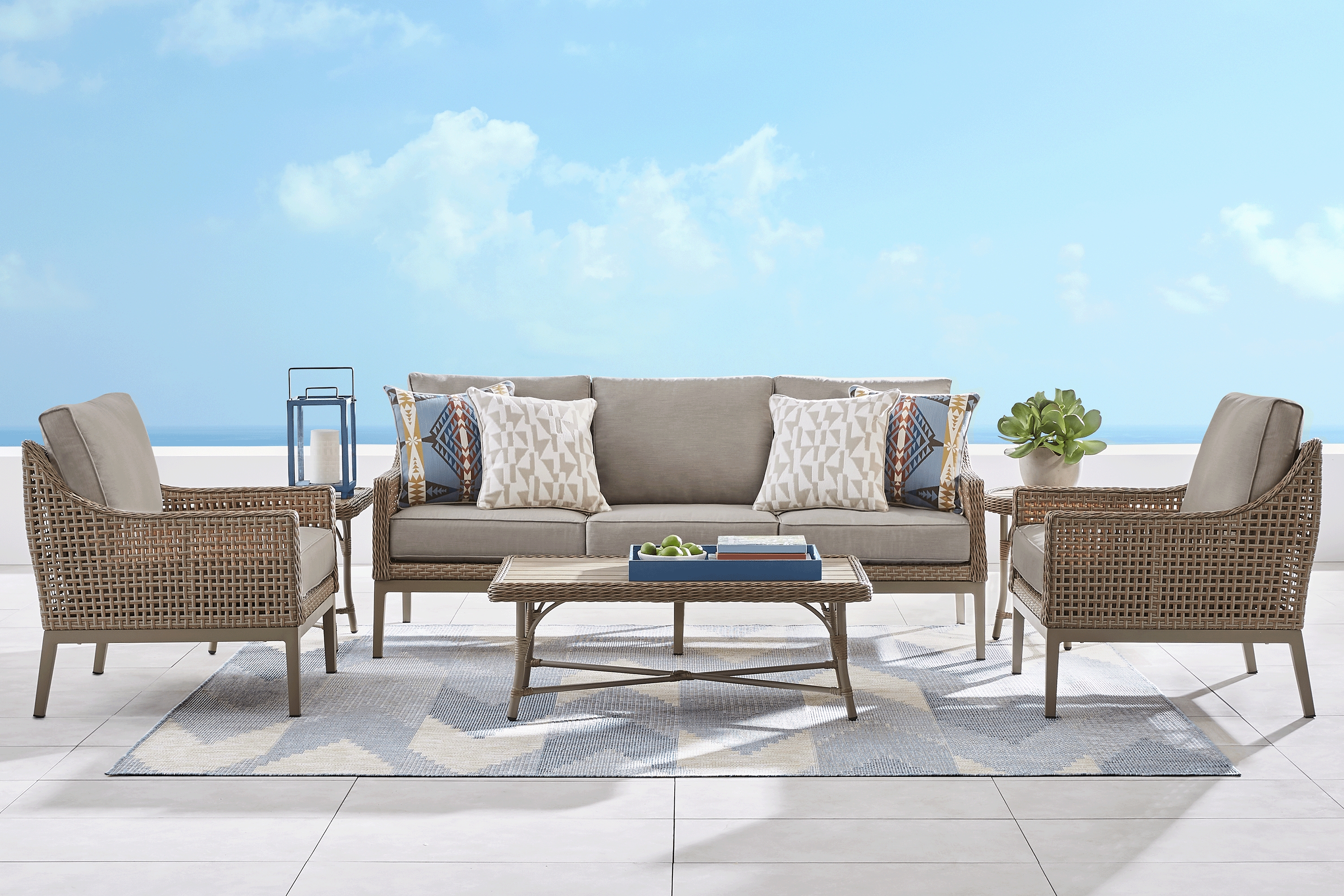 Manzanita Gray 5 Pc Outdoor Seating Set with Gray Cushions - Thumbnail - Image 1