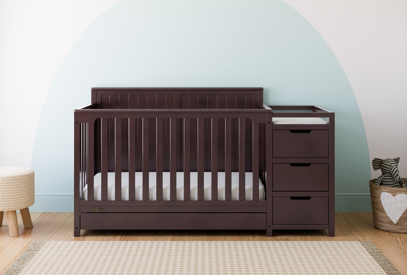 Kids Maralah II Brown Convertible Crib & Changing Table - Thumbnail - Image 2