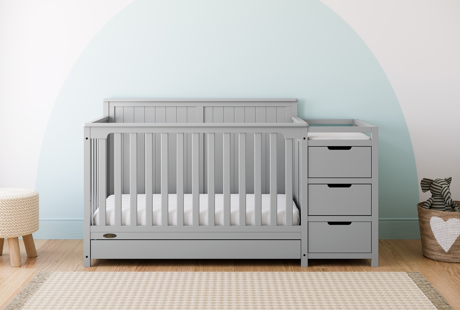 Kids Maralah II Gray Convertible Crib & Changing Table - Thumbnail - Image 2