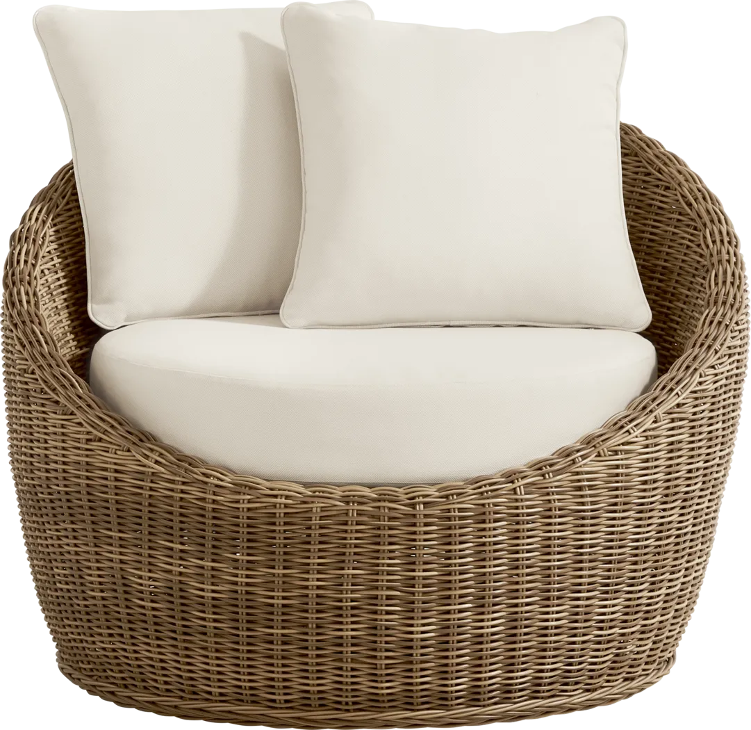 Maraluna Tan Outdoor Swivel Club Chair - Thumbnail - Image 2