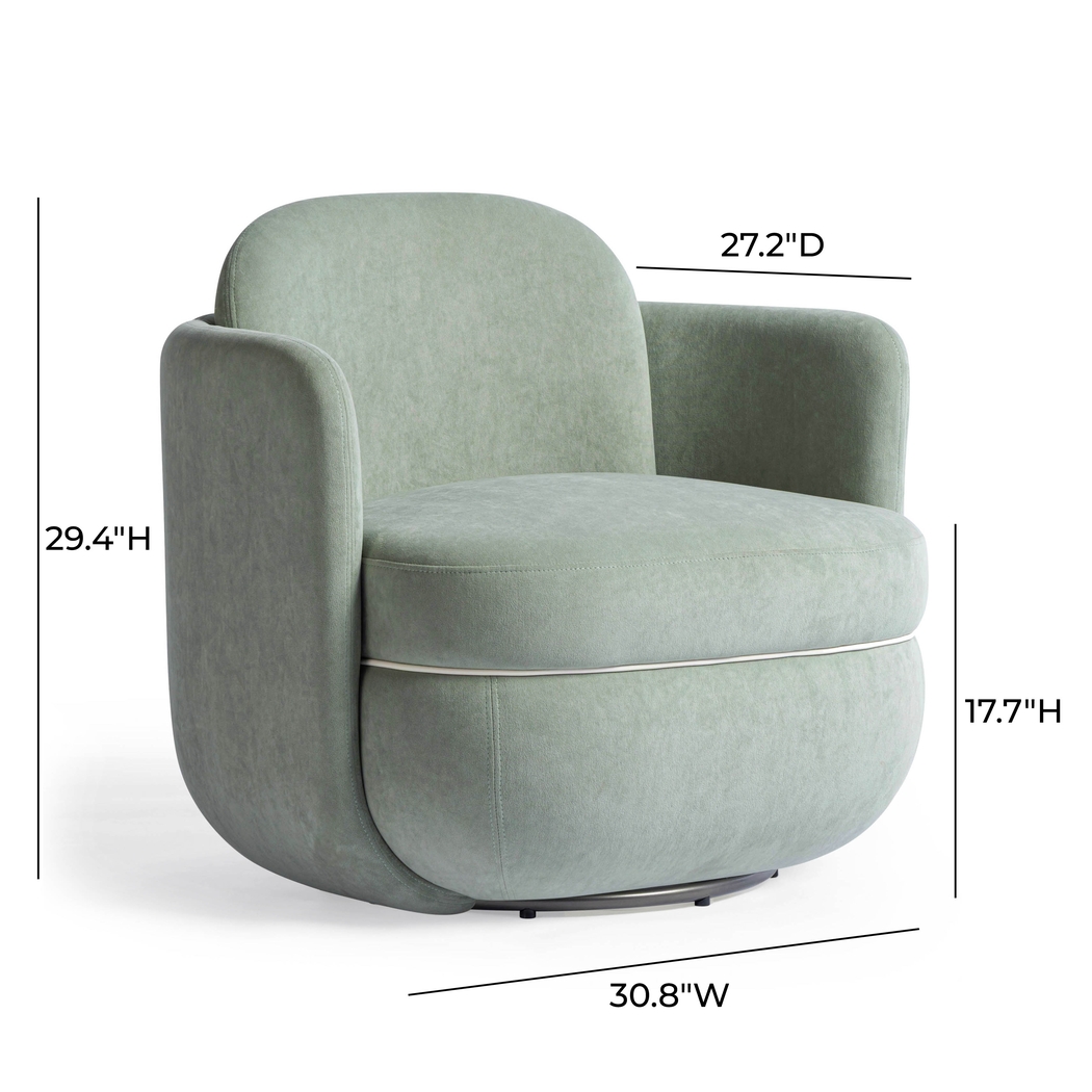 Marbleain Mint Green Swivel Accent Chair - Thumbnail - Image 3