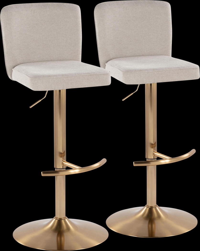 Marcei Beige Adjustable Swivel Barstool, Set of 2 - Thumbnail - Image 1