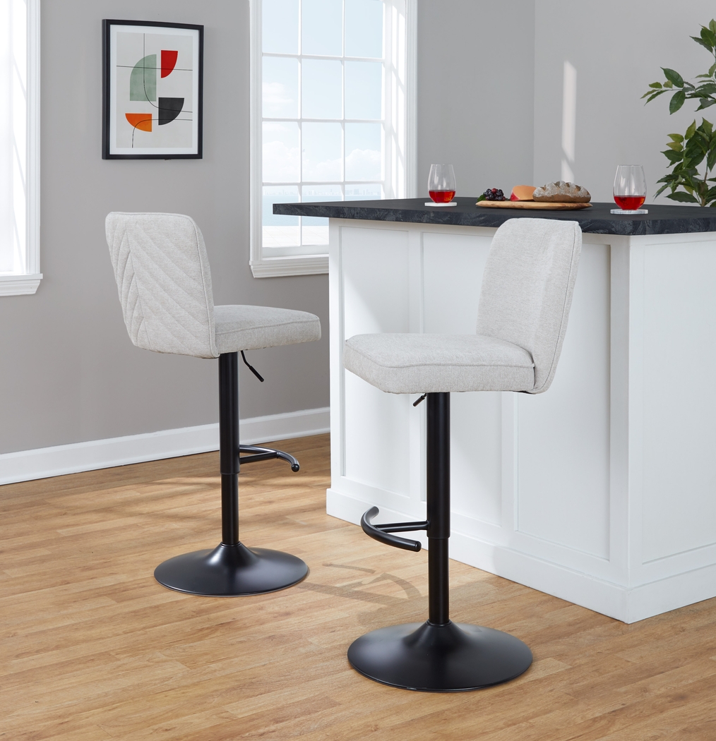 Marcei I Beige Adjustable Swivel Barstool, Set of 2 - Thumbnail - Image 2