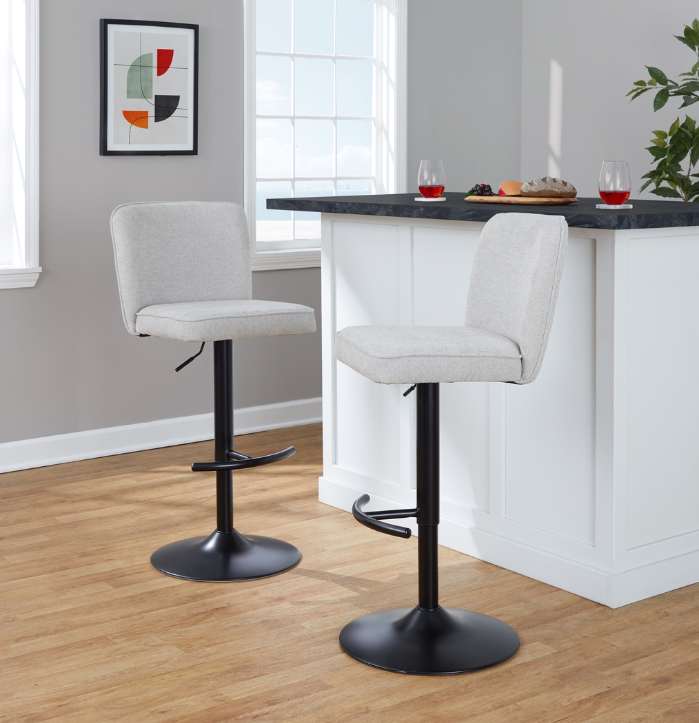Marcei I Beige Adjustable Swivel Barstool, Set of 2 - Thumbnail - Image 3