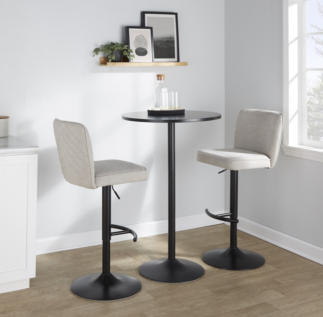 Marcei I Beige Adjustable Swivel Barstool, Set of 2 - Thumbnail - Image 4
