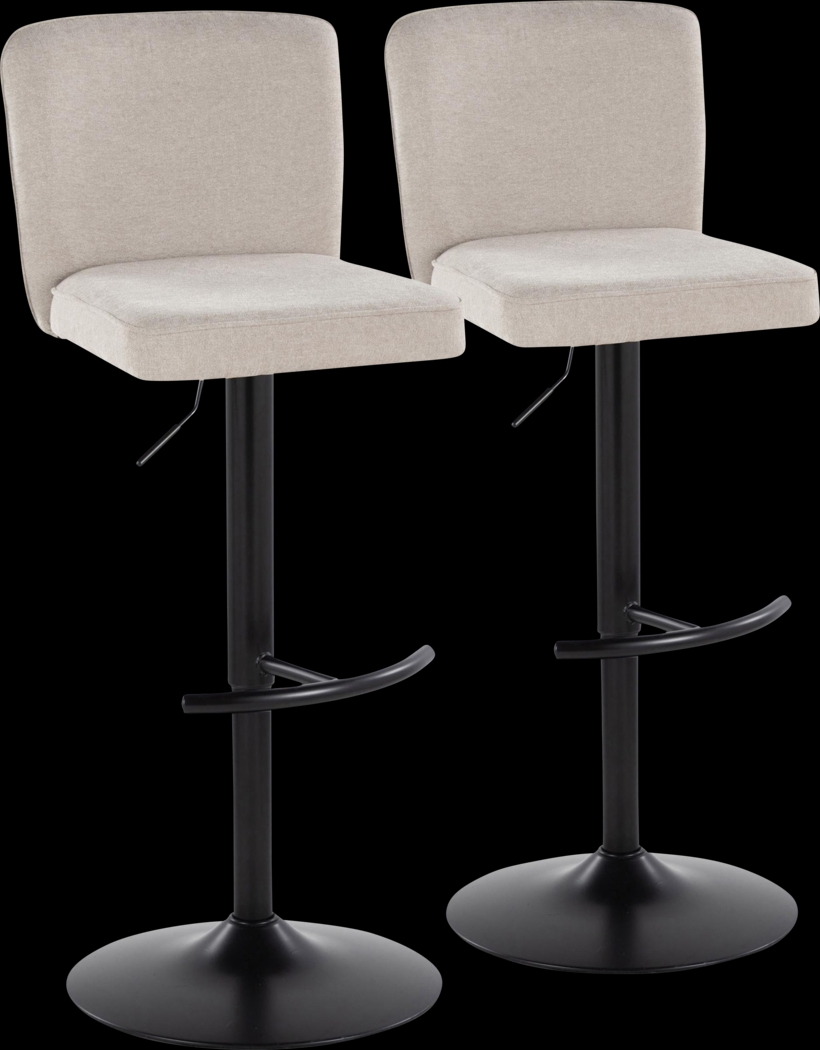 Marcei I Beige Adjustable Swivel Barstool, Set of 2 - Thumbnail - Image 1
