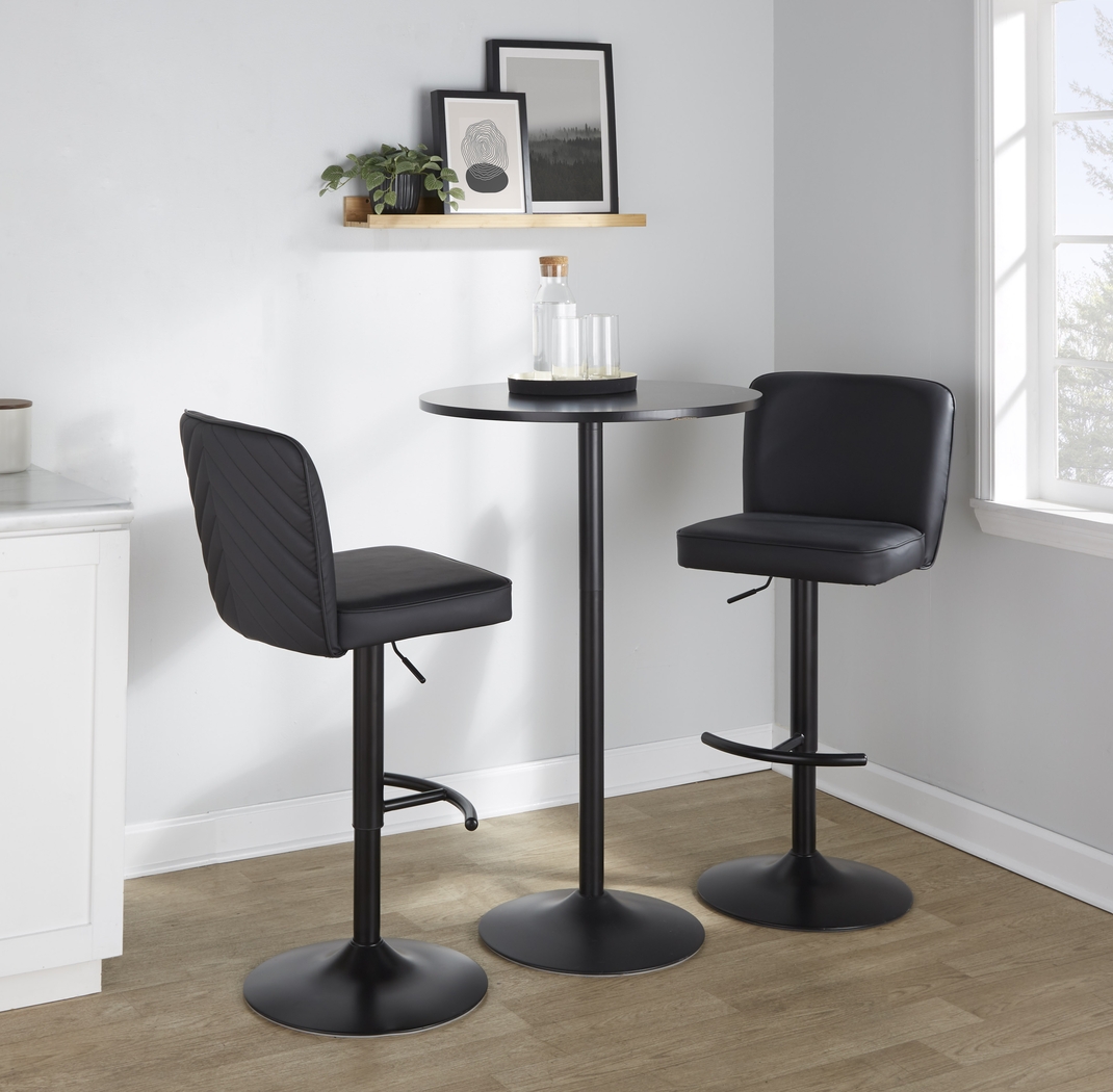 Marcei I Black Adjustable Swivel Barstool, Set of 2 - Thumbnail - Image 4