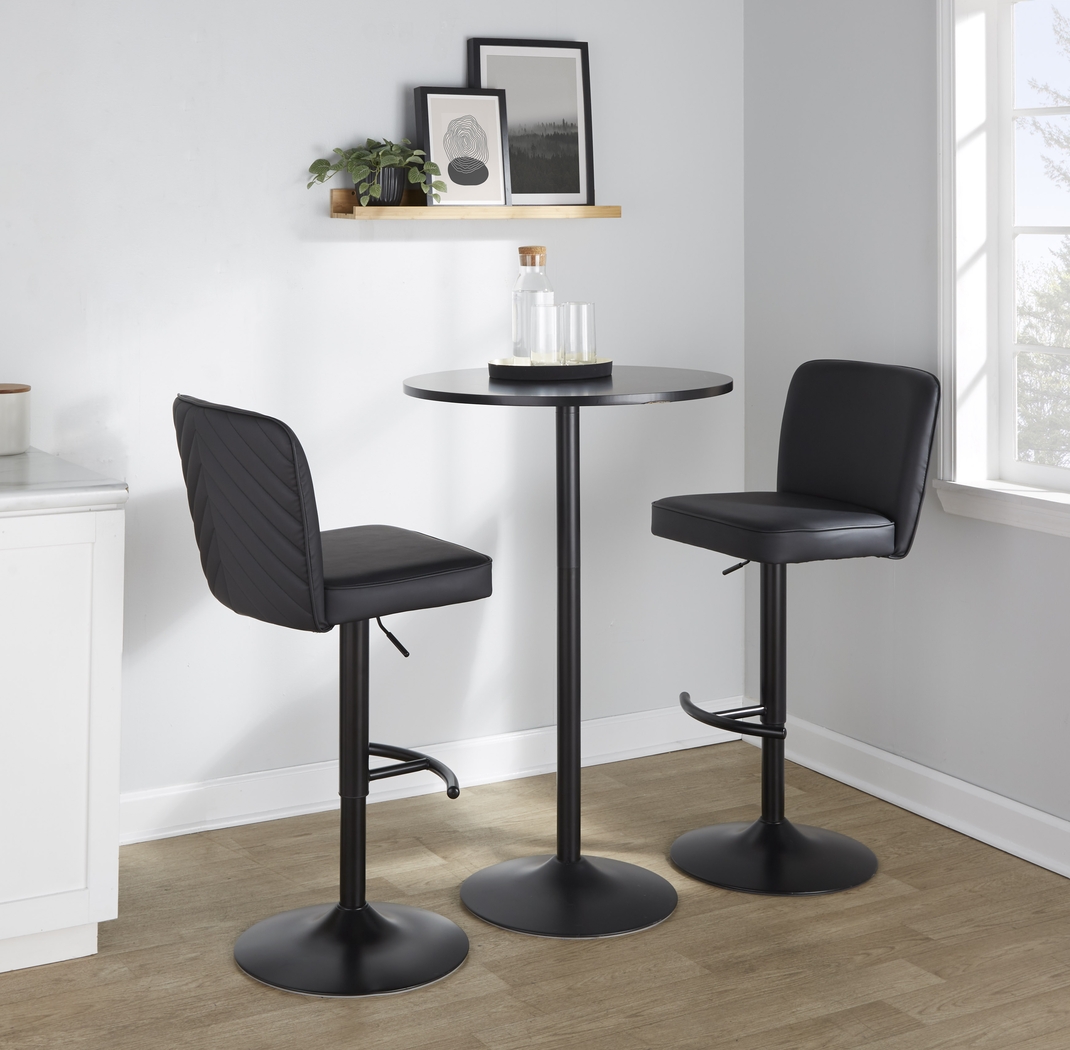 Marcei I Black Adjustable Swivel Barstool, Set of 2 - Thumbnail - Image 5