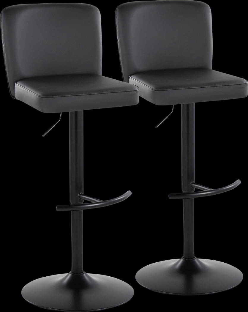 Marcei I Black Adjustable Swivel Barstool, Set of 2 - Thumbnail - Image 1