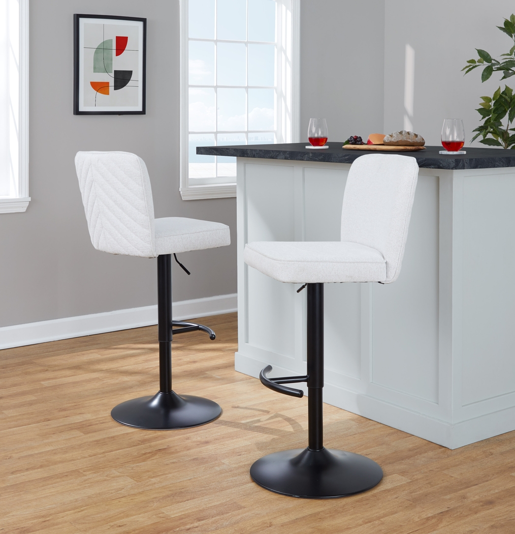 Marcei I White Adjustable Swivel Barstool, Set of 2 - Thumbnail - Image 2