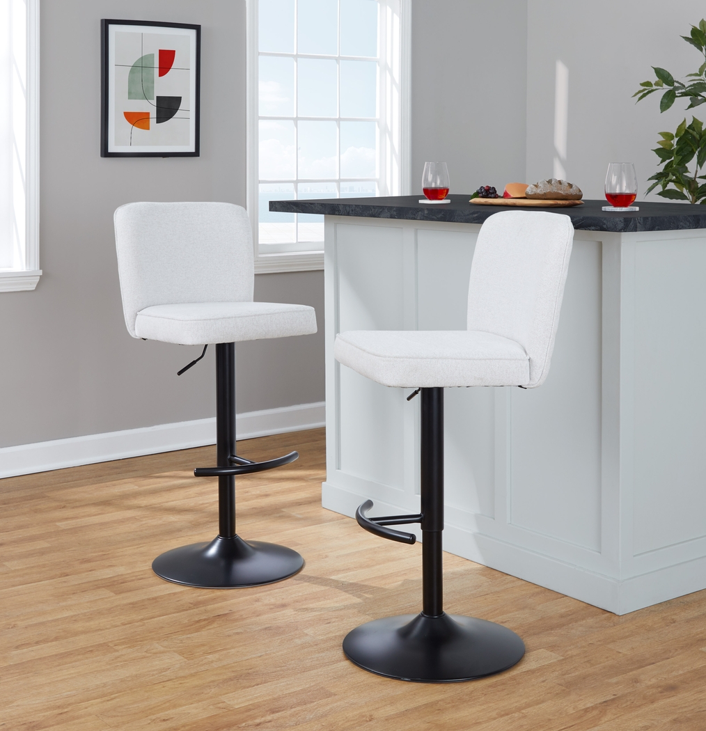 Marcei I White Adjustable Swivel Barstool, Set of 2 - Thumbnail - Image 3