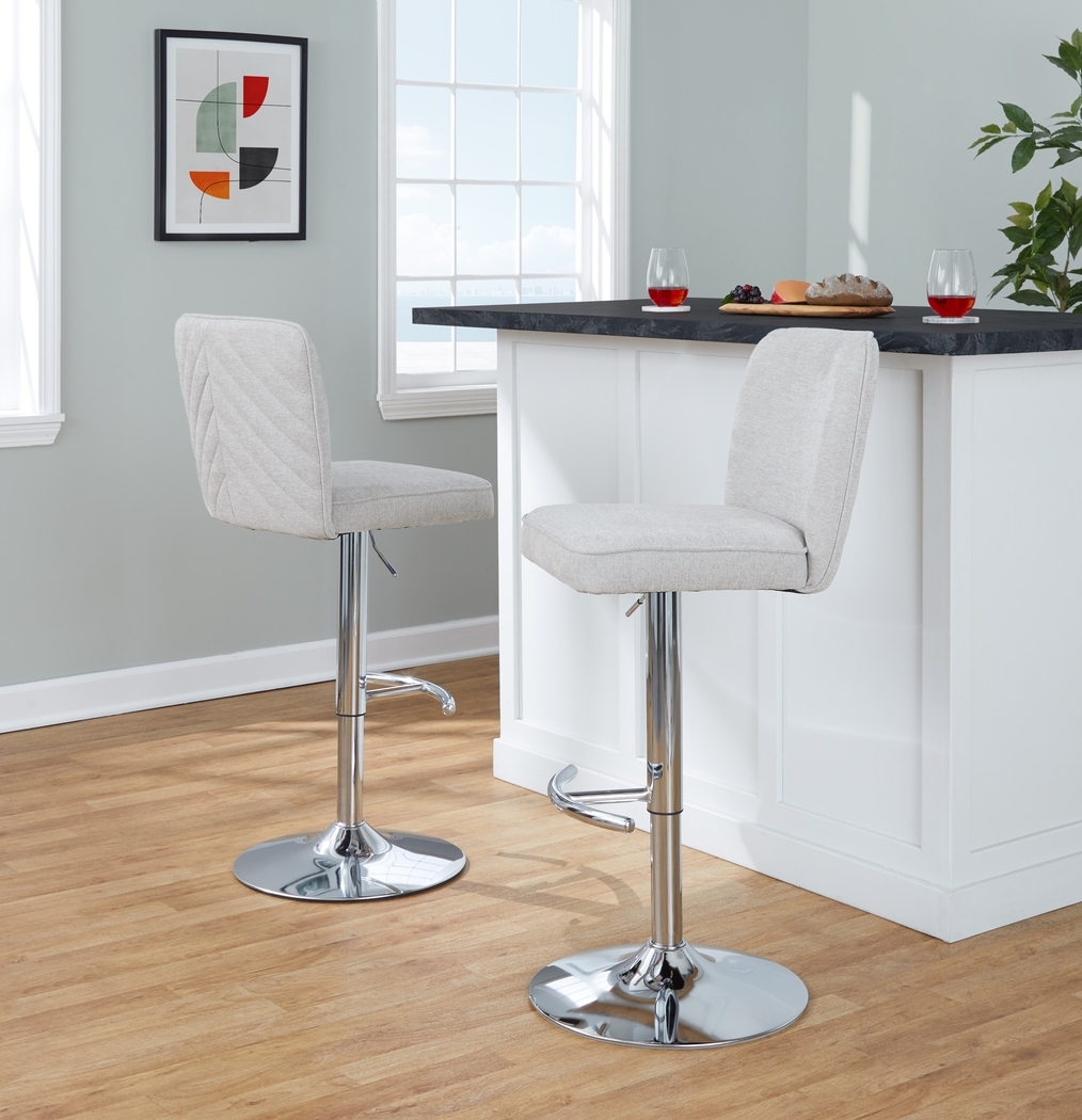 Marcei II Beige Adjustable Swivel Barstool, Set of 2 - Thumbnail - Image 2