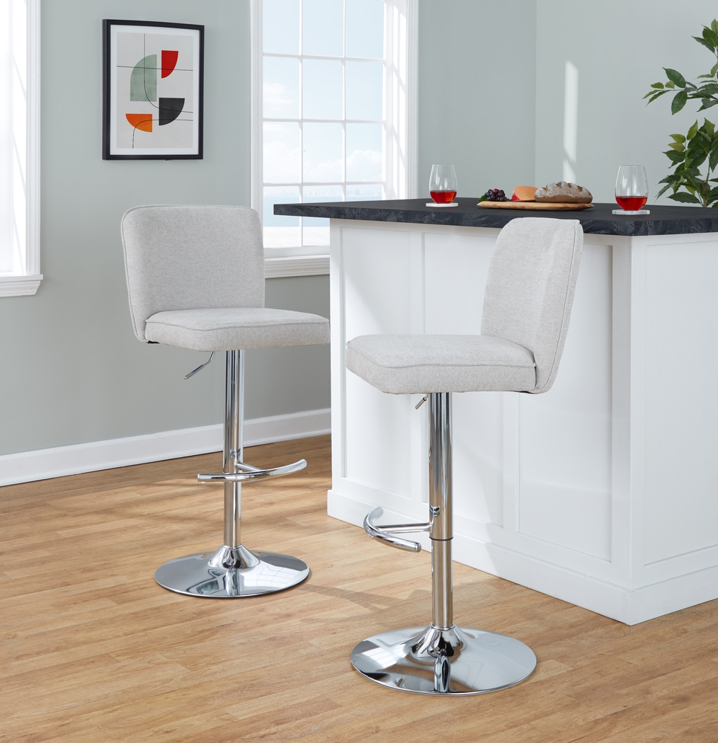Marcei II Beige Adjustable Swivel Barstool, Set of 2 - Thumbnail - Image 3