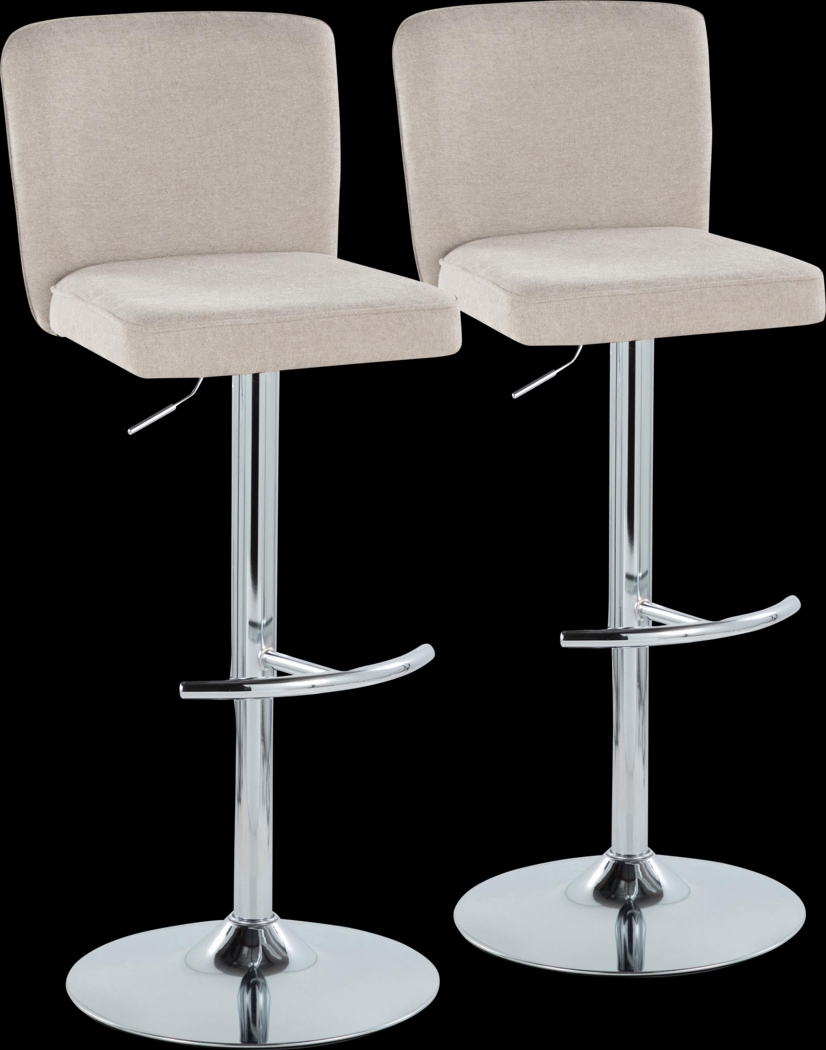 Marcei II Beige Adjustable Swivel Barstool, Set of 2 - Thumbnail - Image 1
