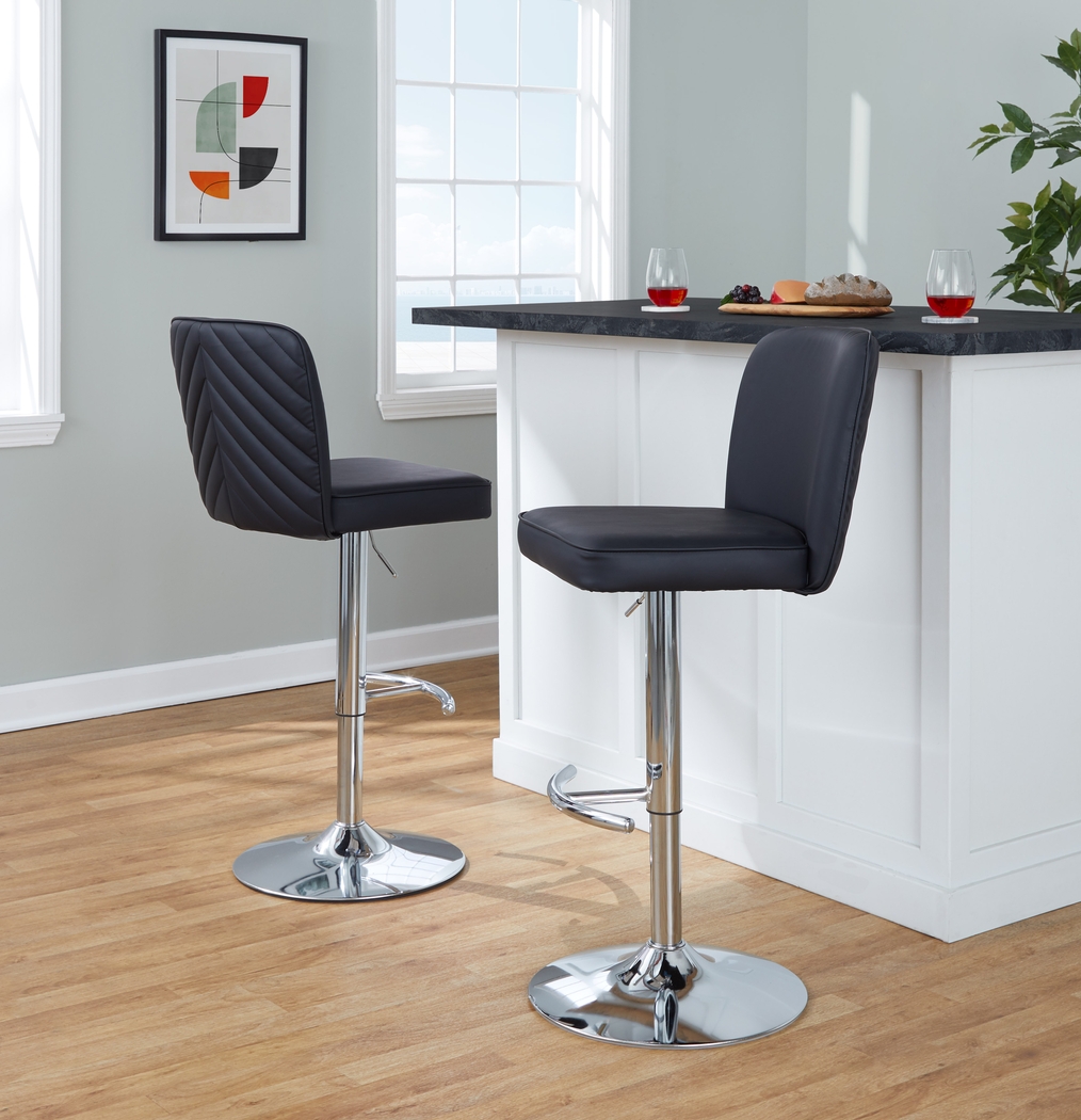 Marcei II Black Adjustable Swivel Barstool, Set of 2 - Thumbnail - Image 2