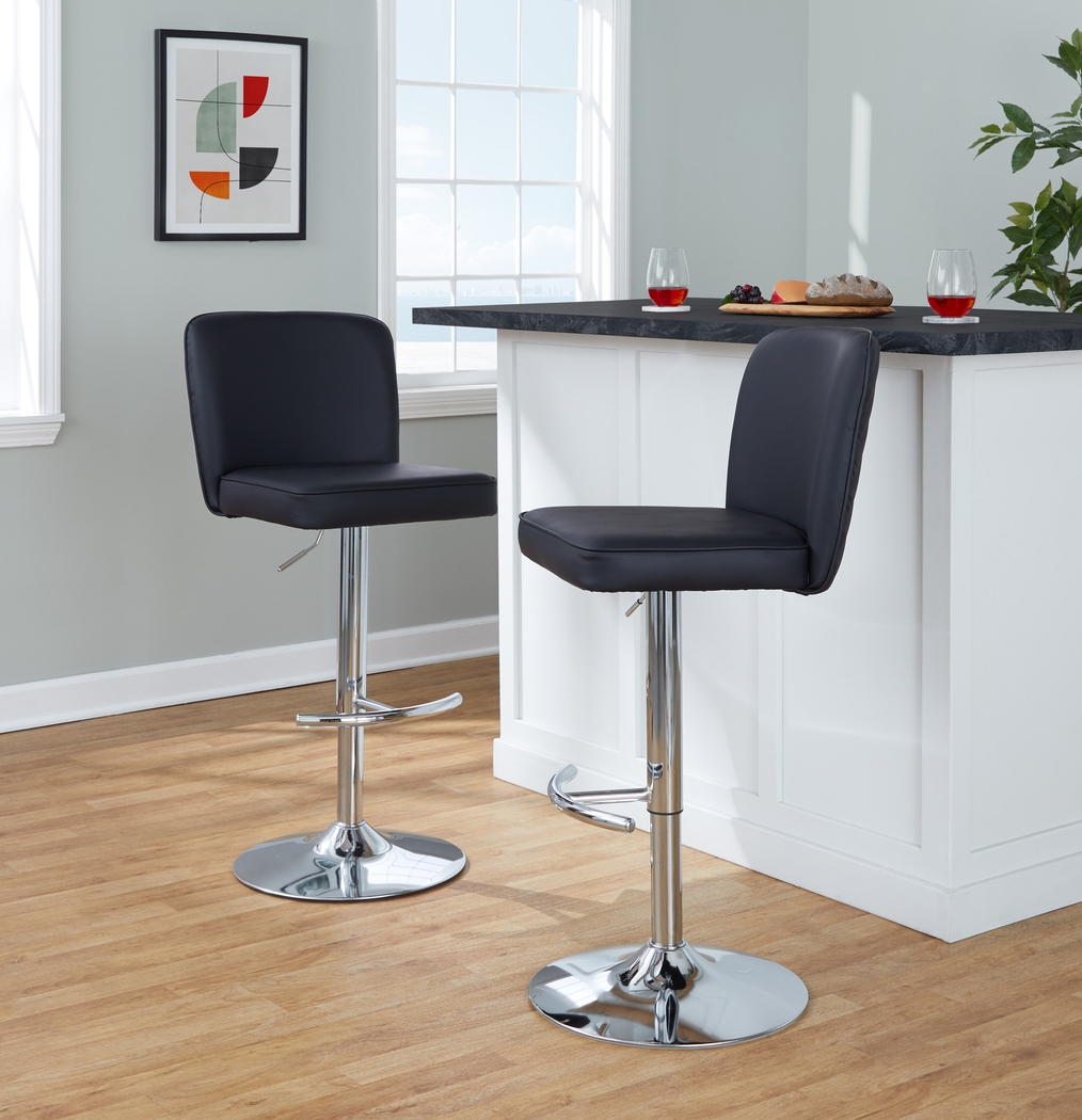Marcei II Black Adjustable Swivel Barstool, Set of 2 - Thumbnail - Image 3