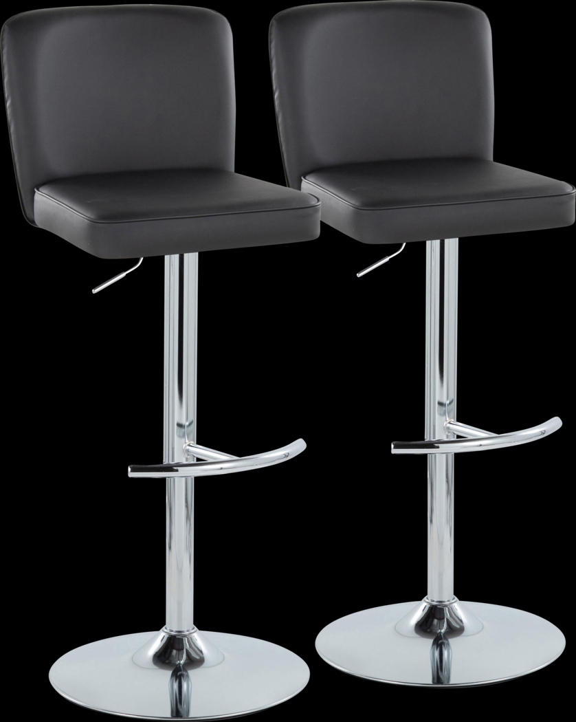 Marcei II Black Adjustable Swivel Barstool, Set of 2 - Thumbnail - Image 1