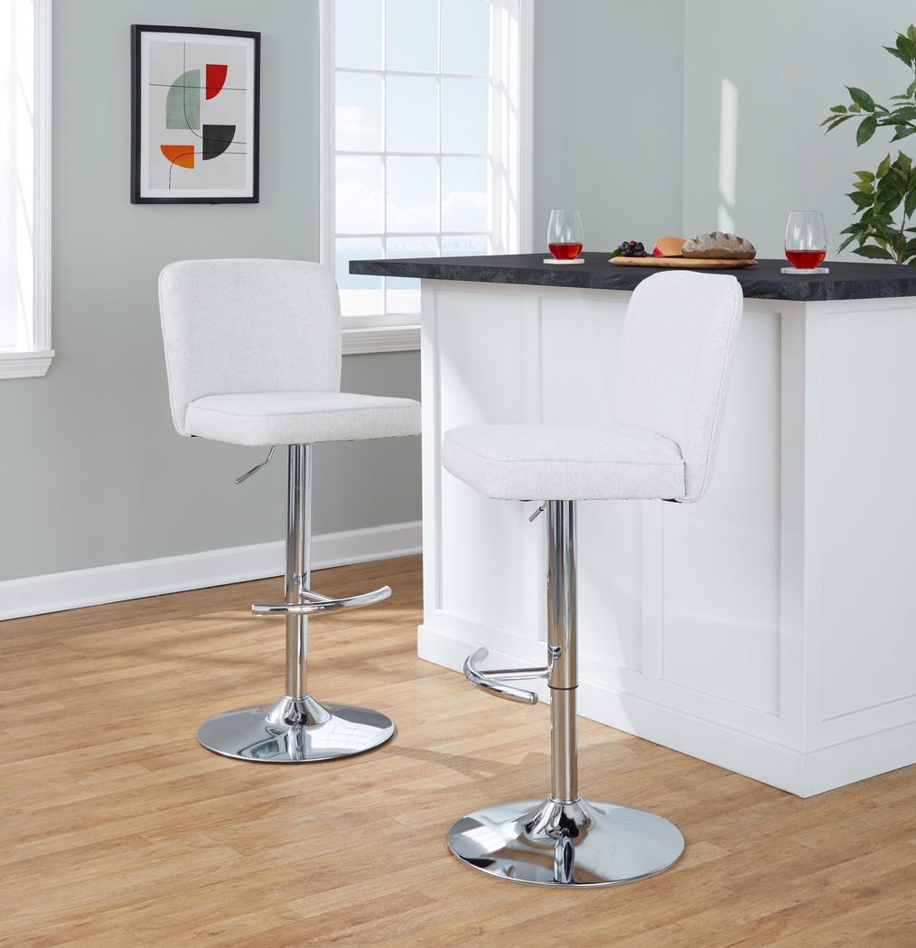 Marcei II White Adjustable Swivel Barstool, Set of 2 - Thumbnail - Image 3