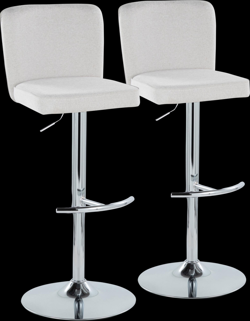 Marcei II White Adjustable Swivel Barstool, Set of 2 - Thumbnail - Image 1