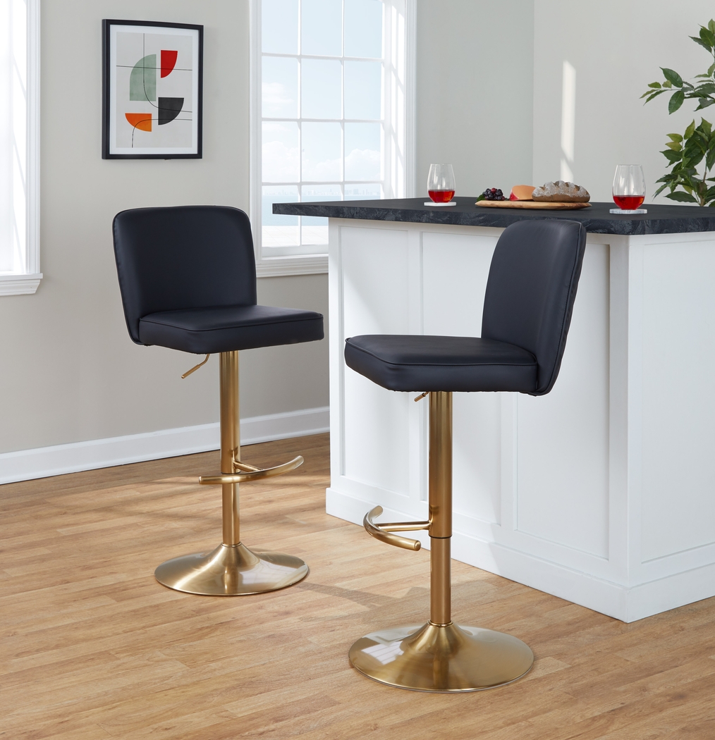 Marcei III Black Adjustable Swivel Barstool, Set of 2 - Thumbnail - Image 3