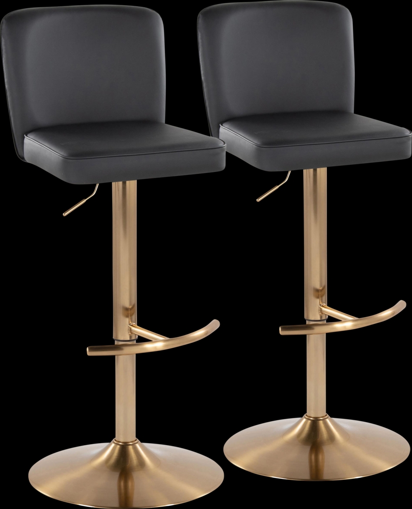 Marcei III Black Adjustable Swivel Barstool, Set of 2 - Thumbnail - Image 1
