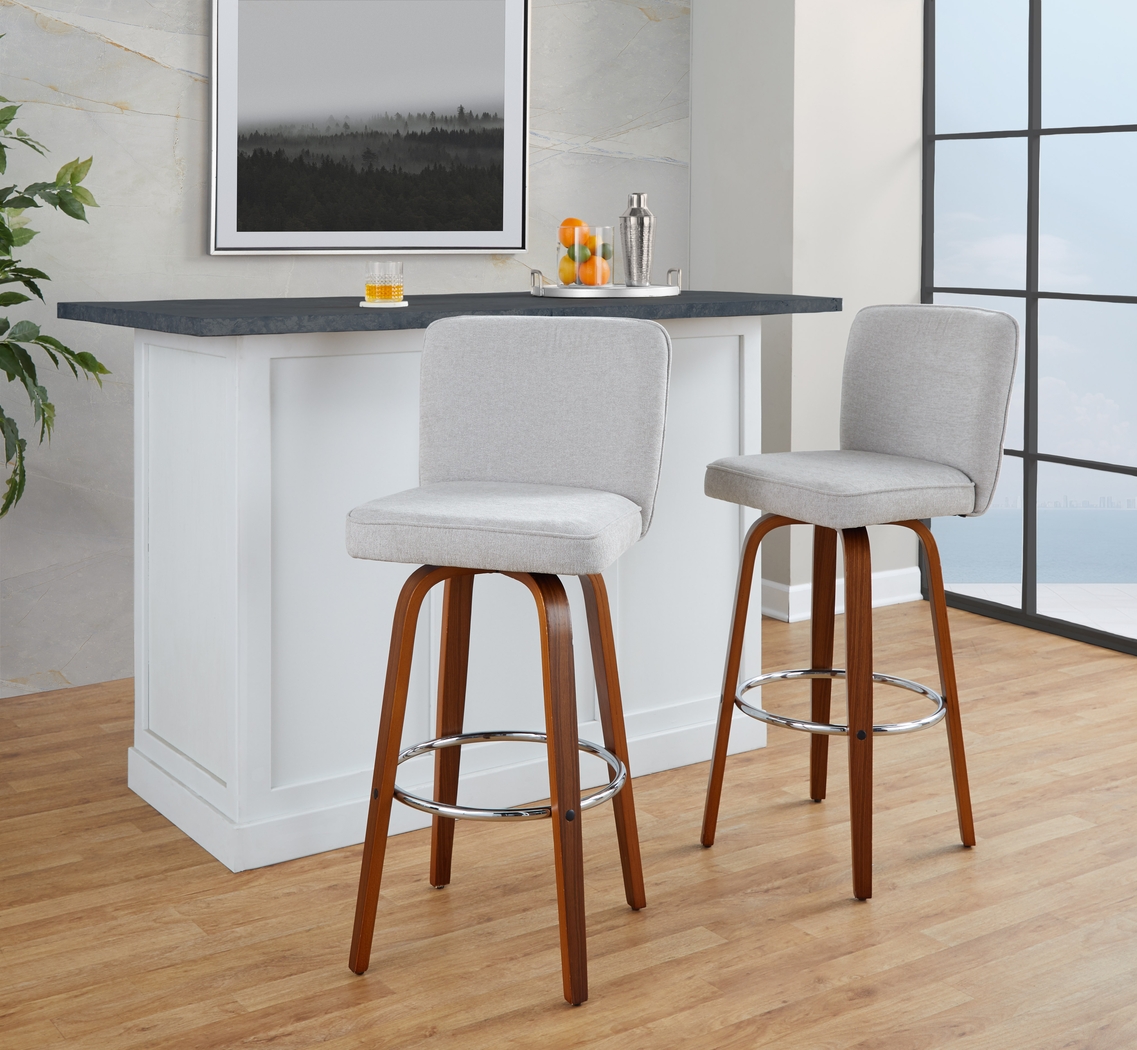 Marcei IV Beige Swivel Barstool, Set of 2 - Thumbnail - Image 2