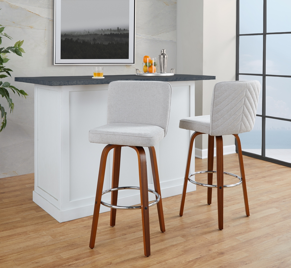 Marcei IV Beige Swivel Barstool, Set of 2 - Thumbnail - Image 3