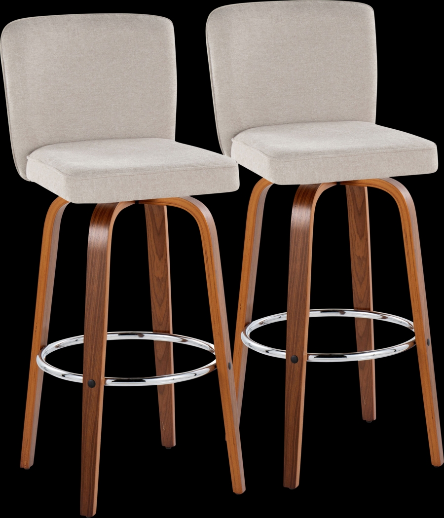 Marcei IV Beige Swivel Barstool, Set of 2 - Thumbnail - Image 1